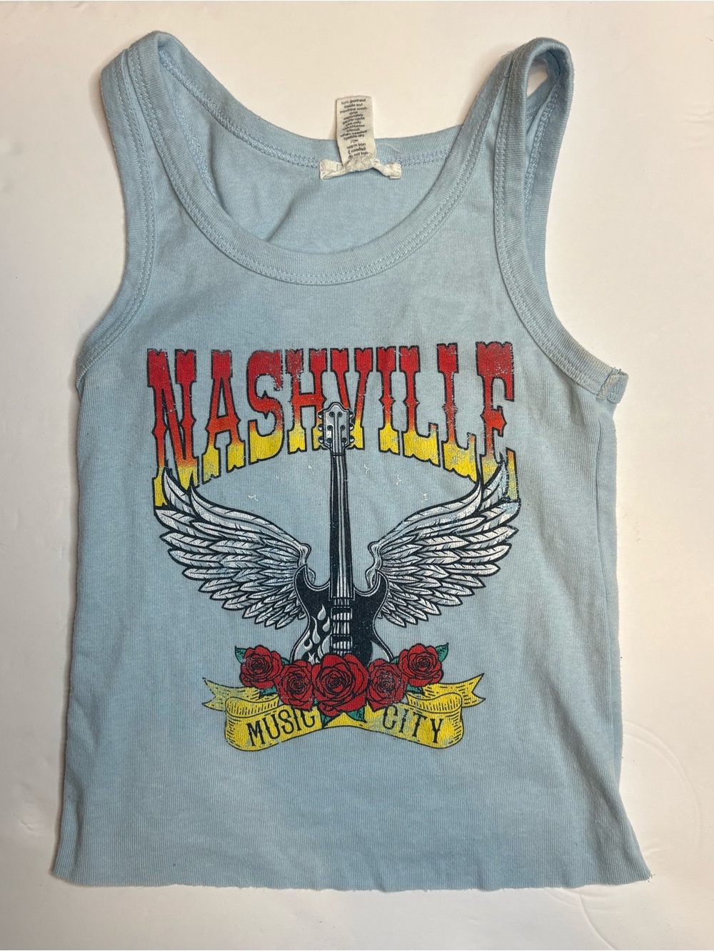 Light Blue Nashville Graphic Tank Top xs